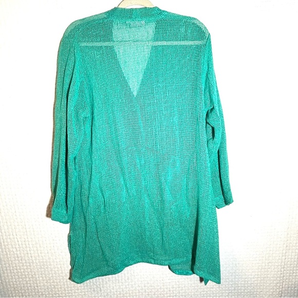 Masai Size S Cover Up Cardigan Mesh Open Weave Knit 2-Buttons Pockets Green - Picture 2 of 12